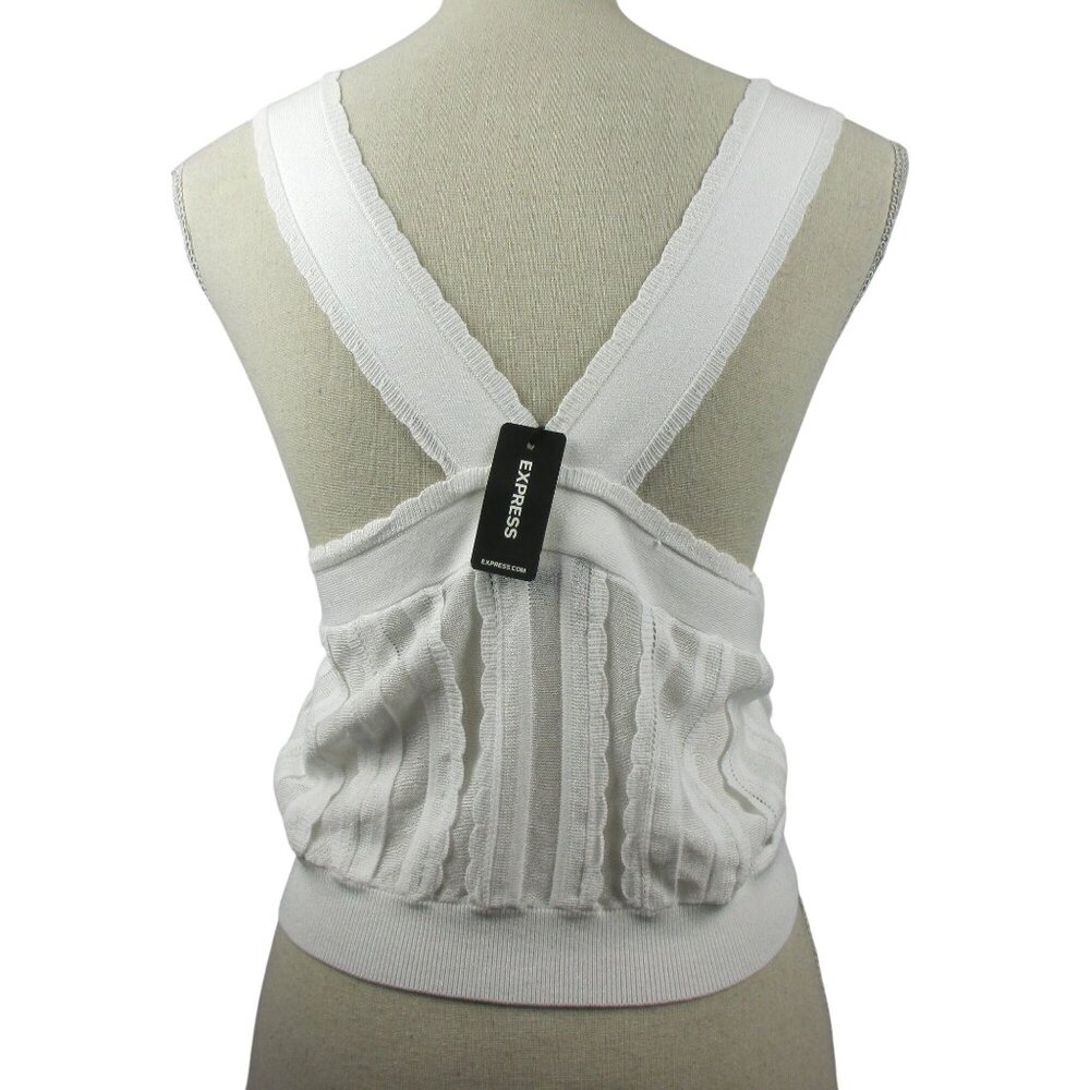 Express Cropped Cami Tops XL Lace White Black SET OF 2 NWT Boho Coastal Flirty - Picture 6 of 8